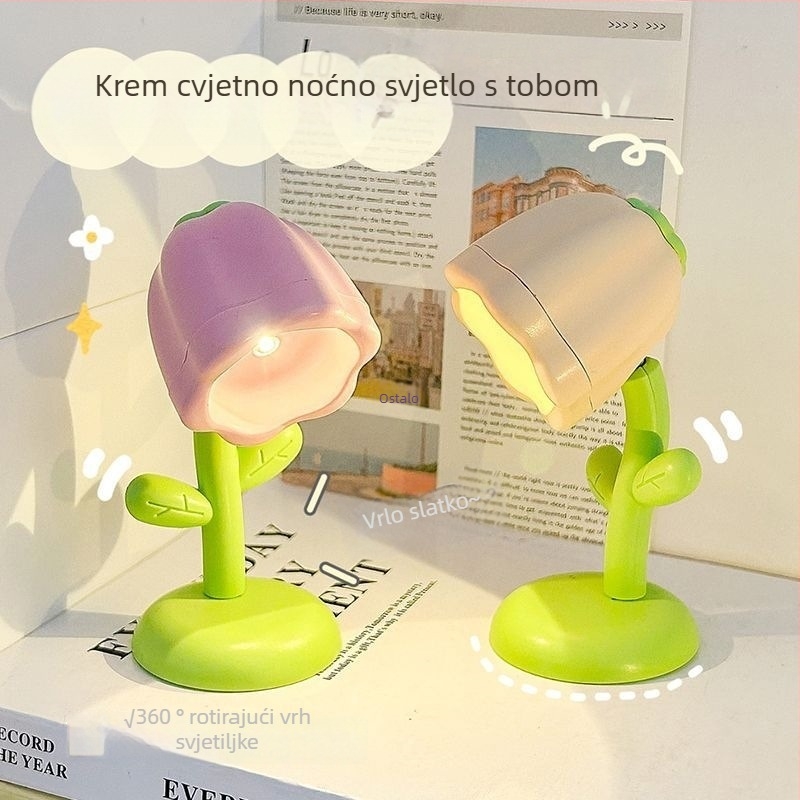 Kreativno mini noćno svjetlo s cvijetom – LED stolna dekoracija za spavaću sobu (Izvor svjetla: LEDs; Marka: Liberal arts; Materijal: Other; Podrijetlo: Other; Tip sjenila: Other)