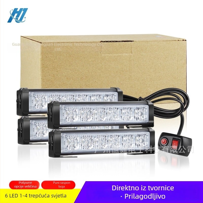 Visoko snage LED svjetla za auto: komplet od 24 LED na krovu, svjetla za gril i bočna svjetla, 12–24V, 6 žarulja