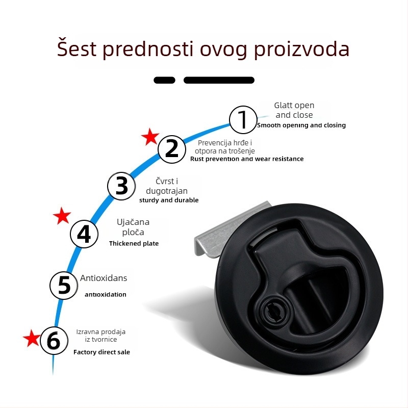 Kvaka za vrata s prstenom za povlačenje, okrugla, model MS739, Awawang, cinkova legura, moderan minimalistički stil