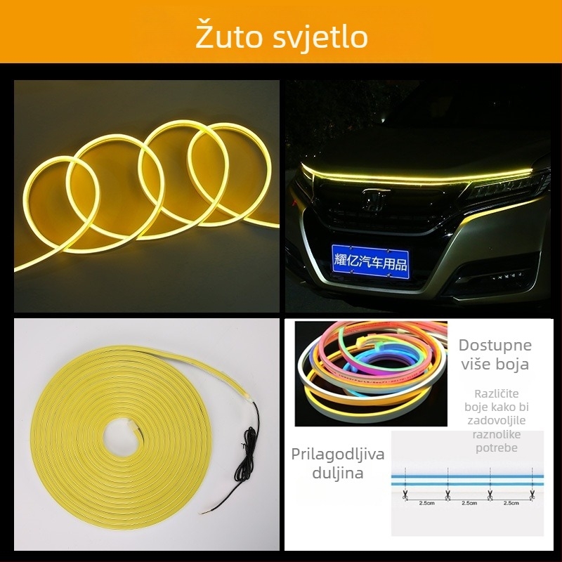 Automobilska LED dnevna svjetla s vodilom svjetla, atmosferična lampica i dekorativna svjetlosna traka za prilagodbu osvjetljenja automobila