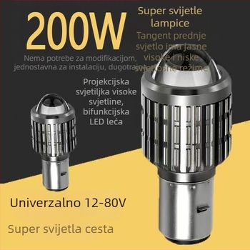 LED prednje svjetlo za motocikl s integriranim visokim i niskim snopom, 100W, 12V DC, aluminijski spoj, univerzalna kompatibilnost