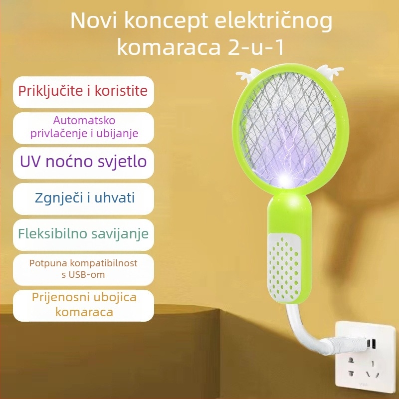 Dvostruki električni uništitelj komaraca – punjiva, UV ljubičasto svjetlo zamka, baterija do 800 mAh, trajanje 12–24 sati