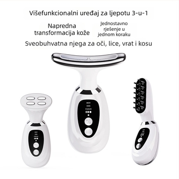 Dicai MR10 Uređaj za ljepotu vrata: podizanje i zatezanje, smanjenje bora, obnavljanje kože; trostruki masazni uređaj s fotonskim svjetlom i načinom za oči