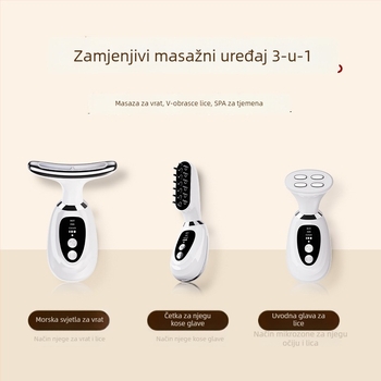 Dicai MR10 Uređaj za ljepotu vrata: podizanje i zatezanje, smanjenje bora, obnavljanje kože; trostruki masazni uređaj s fotonskim svjetlom i načinom za oči