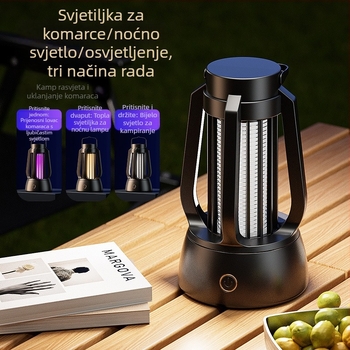Tri u jednoj: Lampa za uništavanje komaraca za unutarnje osvjetljenje, prijenosna kamping hvataljka s električnim šokom i bežičnim punjenjem