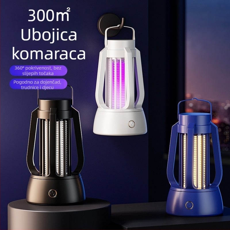 Tri u jednoj: Lampa za uništavanje komaraca za unutarnje osvjetljenje, prijenosna kamping hvataljka s električnim šokom i bežičnim punjenjem