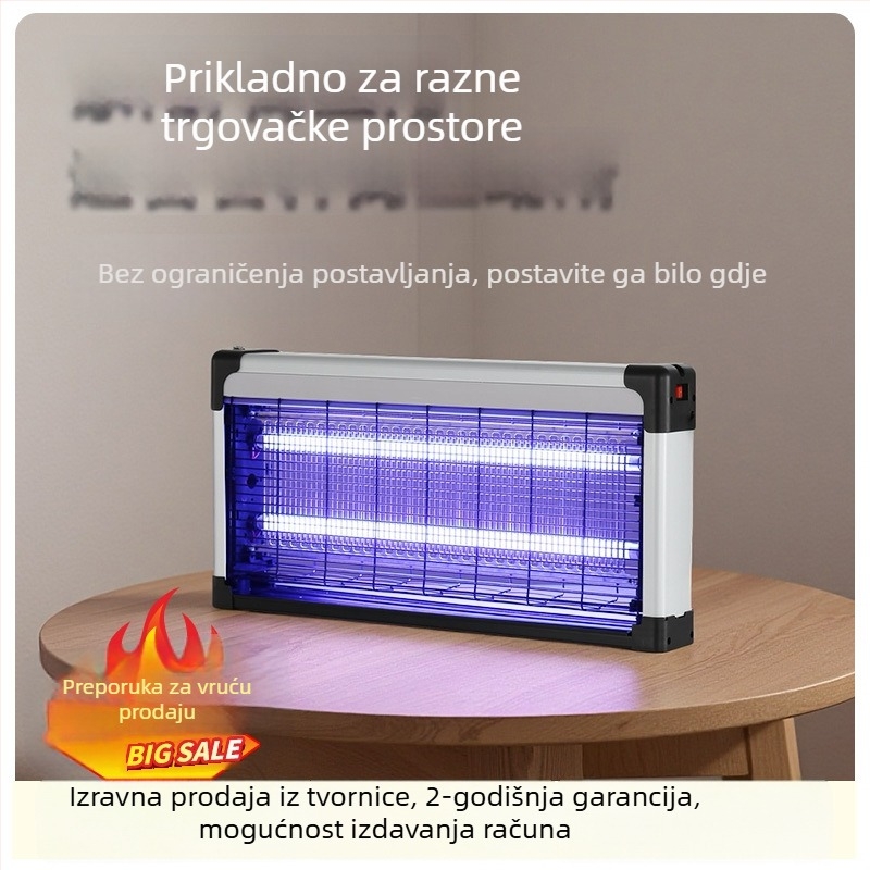 Zidna lampa za ubijanje komaraca za trgovačke prostore, LED rasvjeta, električni šok i svjetlosna zamka, PVC kućište otporno na vatru, 2 godine jamstva