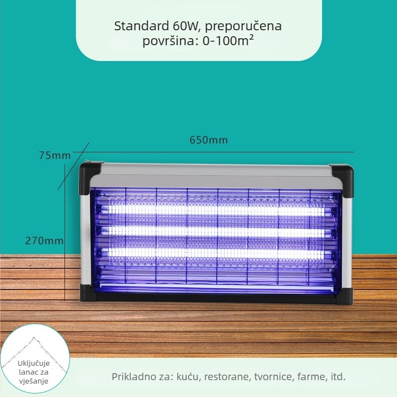Zidna lampa za ubijanje komaraca za trgovačke prostore, LED rasvjeta, električni šok i svjetlosna zamka, PVC kućište otporno na vatru, 2 godine jamstva