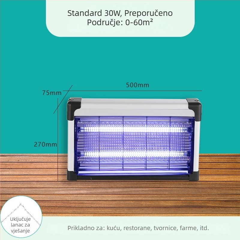Zidna lampa za ubijanje komaraca za trgovačke prostore, LED rasvjeta, električni šok i svjetlosna zamka, PVC kućište otporno na vatru, 2 godine jamstva