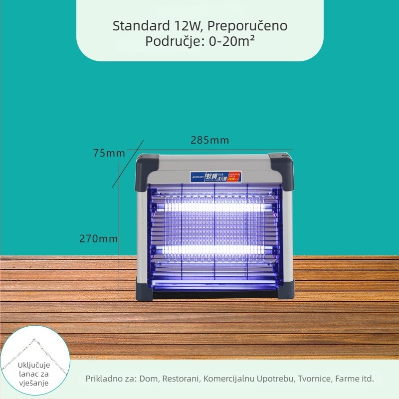 Zidna lampa za ubijanje komaraca za trgovačke prostore, LED rasvjeta, električni šok i svjetlosna zamka, PVC kućište otporno na vatru, 2 godine jamstva