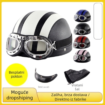 Cyclegear kaciga za bicikl, polu-školjka dizajn, zaštita od vjetra i sunca, prugasti uzorak, PU koža + PP omotač, odrasli, unisex, s tiskanim logotipom