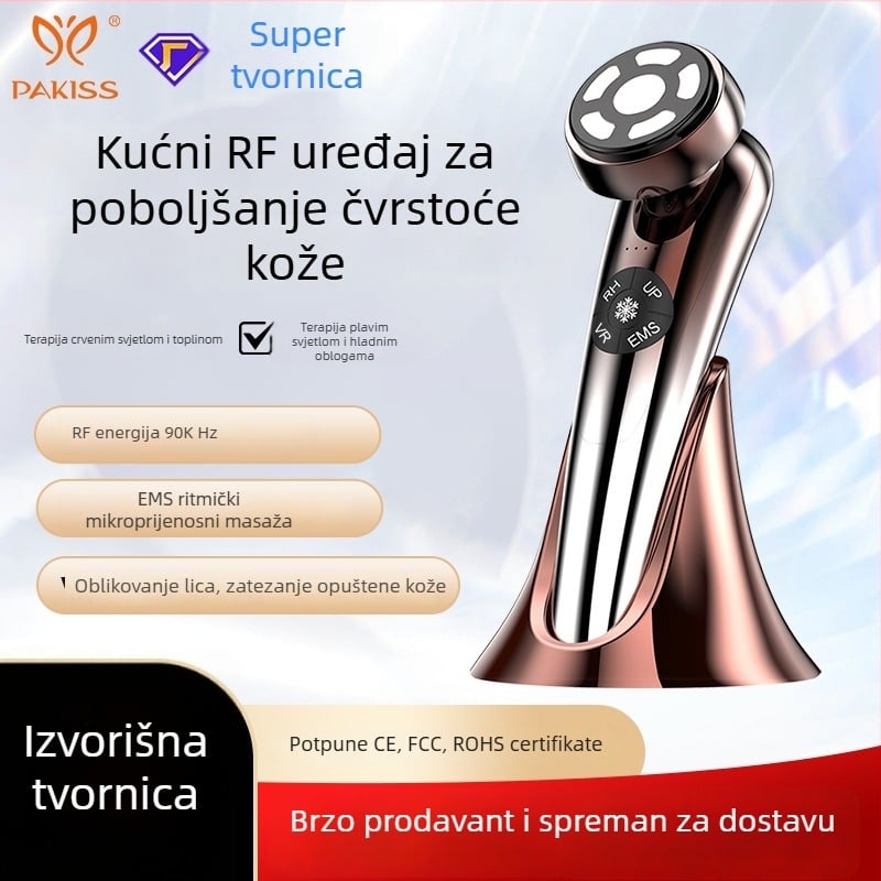 Uređaj za podizanje lica za pomlađivanje s EMS mikrostrujom, RF crveno svjetlo, toplo/hladno kompresiranje, IPX5 vodootpornost, ugrađena baterija 500–800 mAh