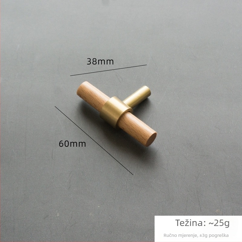 Mesingana ručka za ormar – orah drvo, dvostruka rupa, novi kineski stil, model 0001