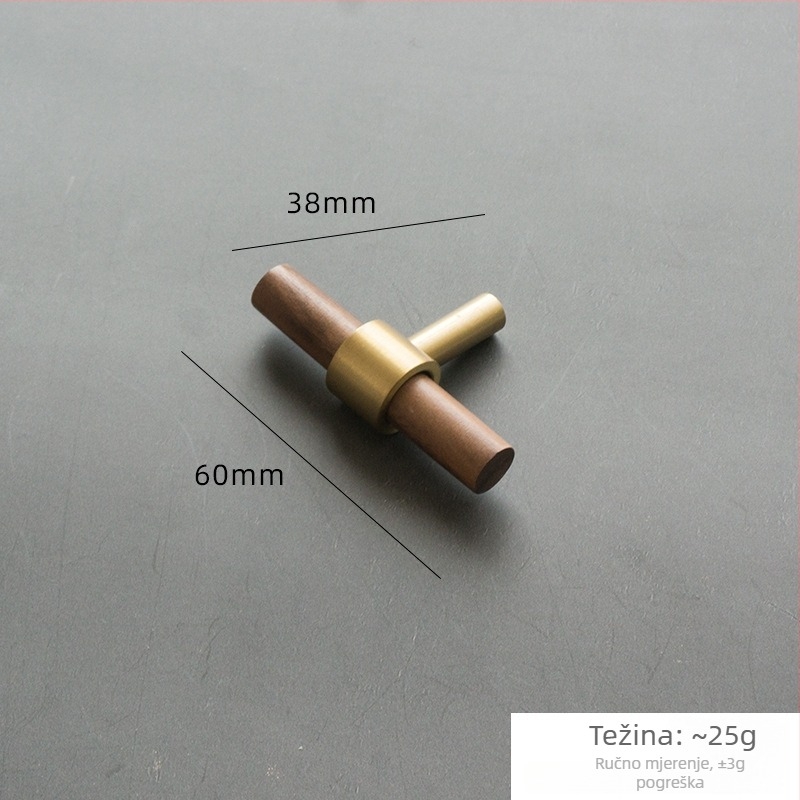 Mesingana ručka za ormar – orah drvo, dvostruka rupa, novi kineski stil, model 0001