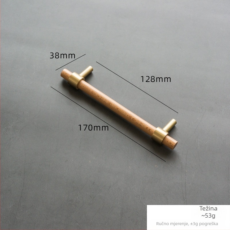 Mesingana ručka za ormar – orah drvo, dvostruka rupa, novi kineski stil, model 0001