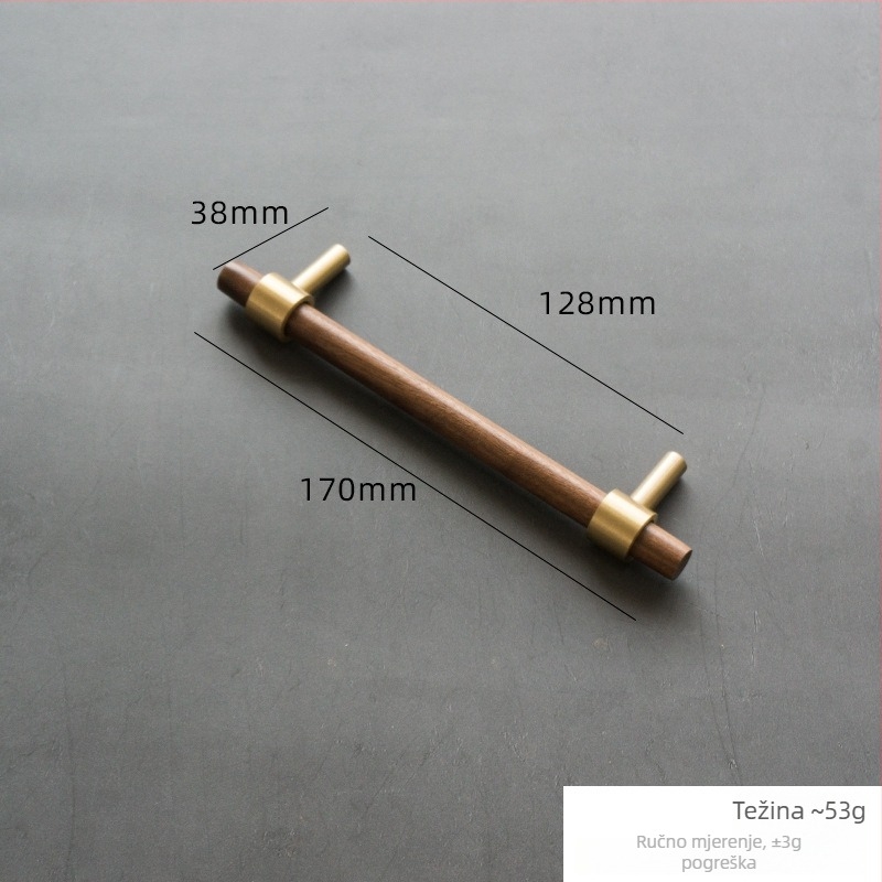 Mesingana ručka za ormar – orah drvo, dvostruka rupa, novi kineski stil, model 0001
