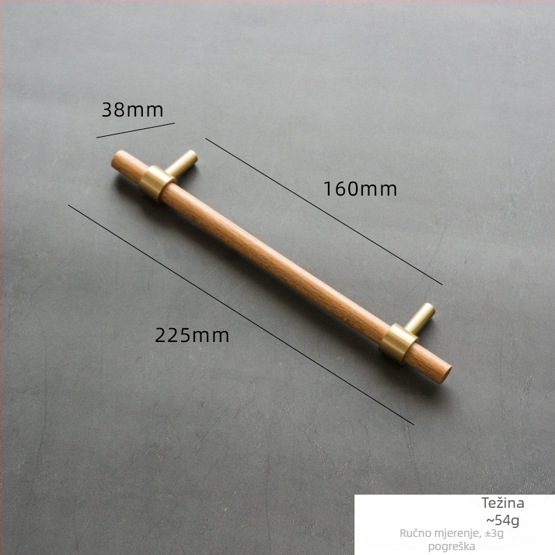 Mesingana ručka za ormar – orah drvo, dvostruka rupa, novi kineski stil, model 0001