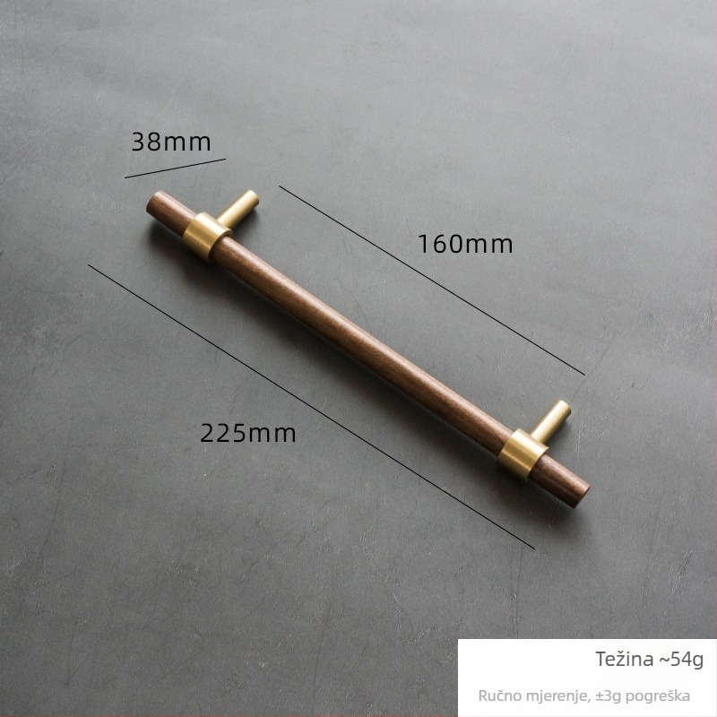 Mesingana ručka za ormar – orah drvo, dvostruka rupa, novi kineski stil, model 0001