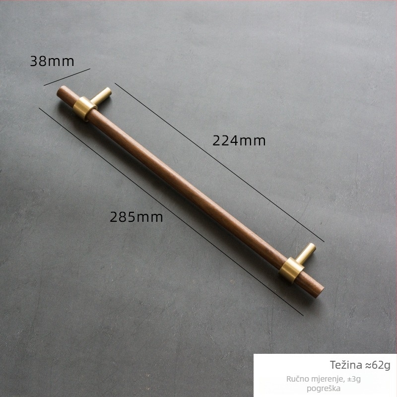 Mesingana ručka za ormar – orah drvo, dvostruka rupa, novi kineski stil, model 0001