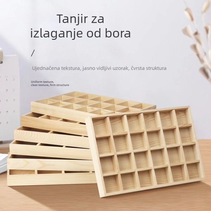 Izložbena pladnja od bora s 12 pretinaca, jednoslojni, minimalistički visokokvalitetan dizajn