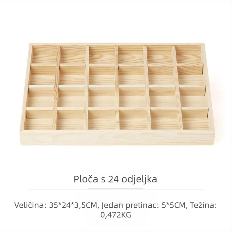 Izložbena pladnja od bora s 12 pretinaca, jednoslojni, minimalistički visokokvalitetan dizajn