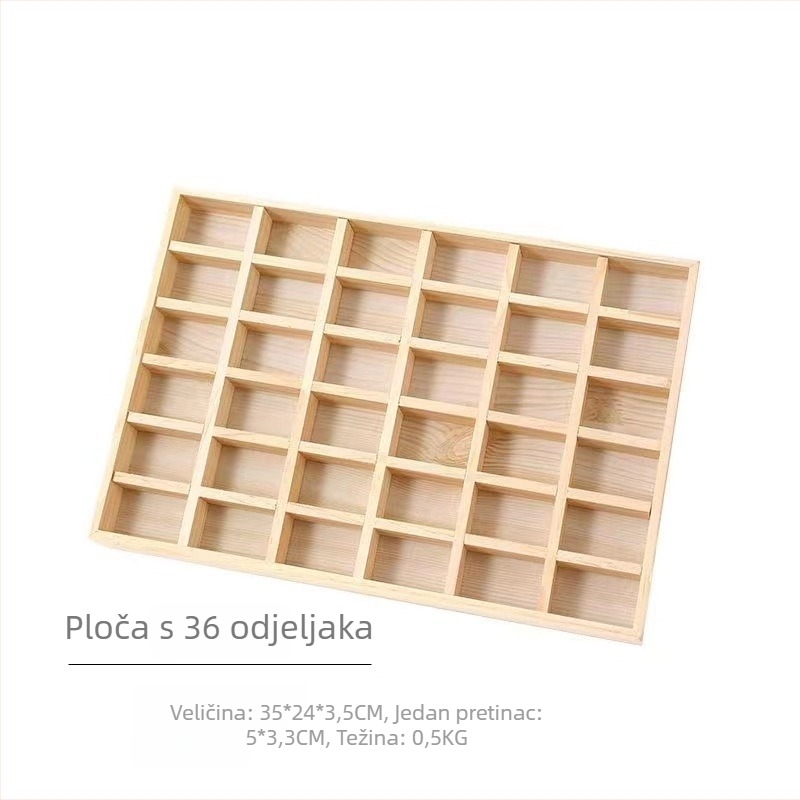 Izložbena pladnja od bora s 12 pretinaca, jednoslojni, minimalistički visokokvalitetan dizajn