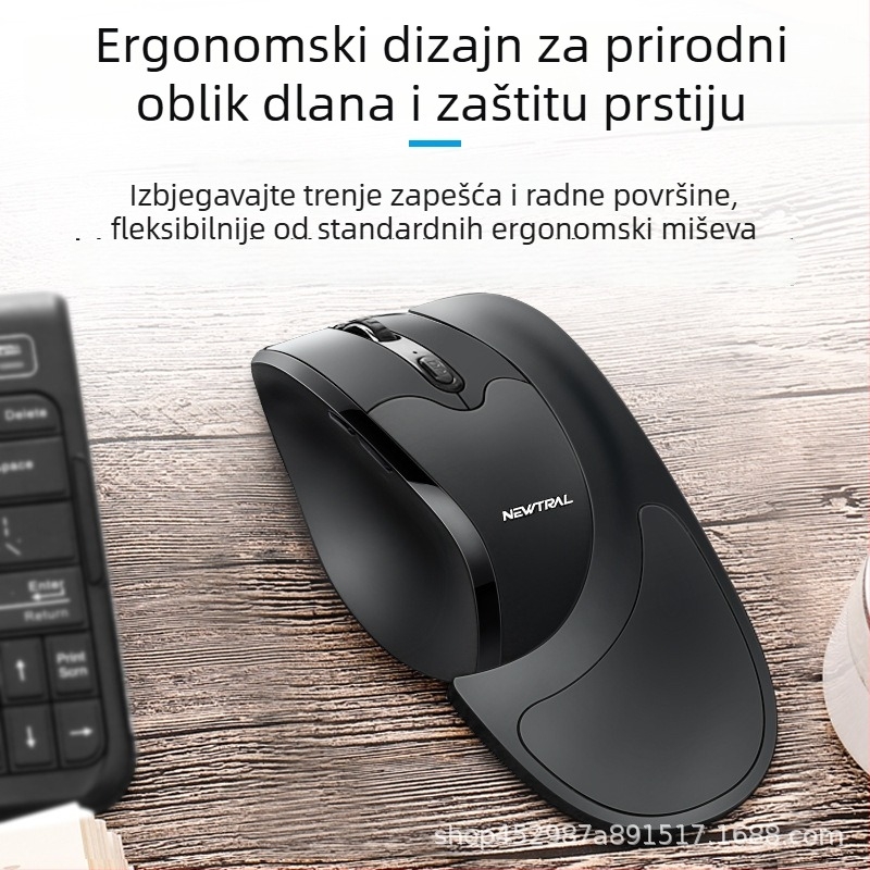Ergonomski USB bežični miš, 3200dpi, 6 tipki, 2.4GHz, kompatibilan s laptopom