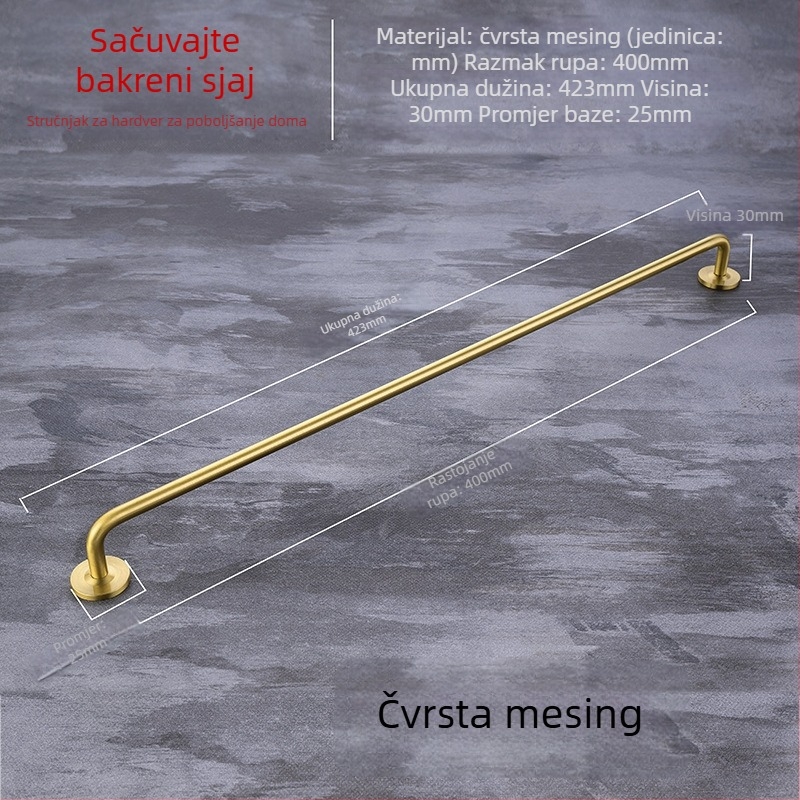 Kuka za vrata ormarića, model G119, mesing, brušeni završetak, modernog stila