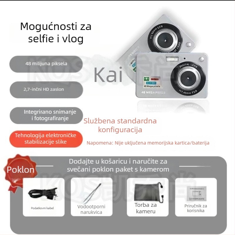 Rong Lai P20 CCD digitalni fotoaparat: senzor 48 MP, 8x optični zum, integrirana kamera, optička stabilizacija slike