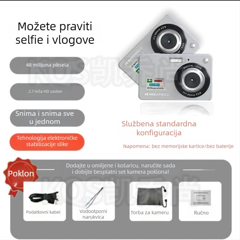Rong Lai P20 CCD digitalni fotoaparat: senzor 48 MP, 8x optični zum, integrirana kamera, optička stabilizacija slike
