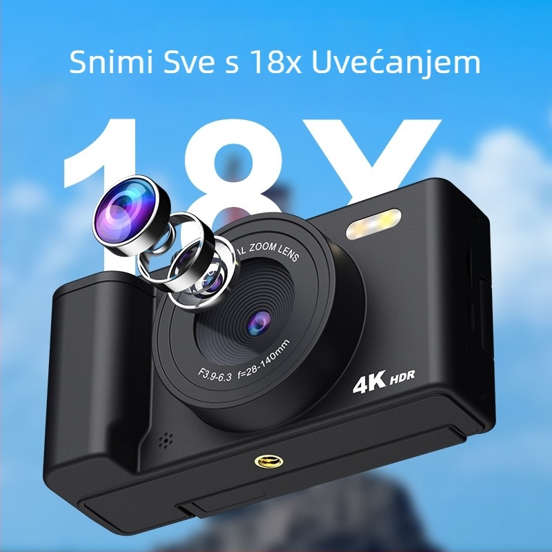 Kamera bez ogledala s CMOS senzorom, periskopskim objektivom, okretni zaslon, rezolucija 1280×1024, pohrana na TF karticu