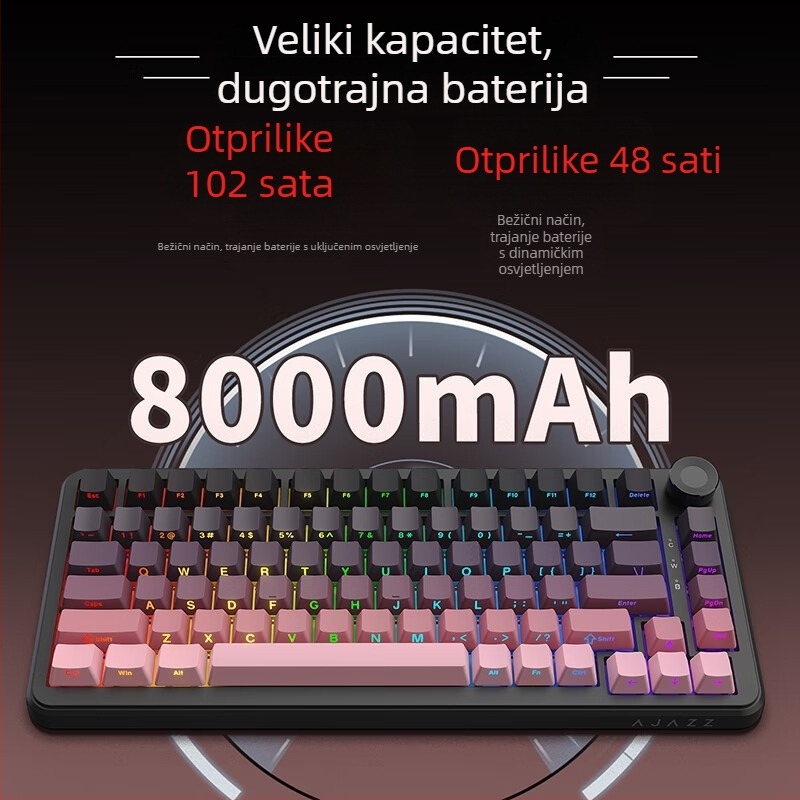 K81 mehanička tipkovnica, 82 tipke, RGB pozadinsko osvjetljenje, bežično i USB povezivanje, zelene ili bijele prekidače