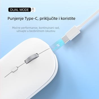 Bežični miš s dualnim načinom 2.4G/Bluetooth, 1600 DPI, USB sučelje, ponovno se puni