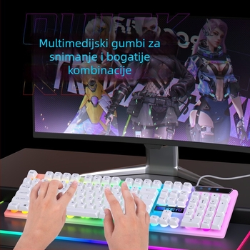 Žični set tipkovnice i miša s RGB pozadinskim osvjetljenjem, 104 tipke, ABS kućište, kabel 1,35 m, univerzalna kompatibilnost