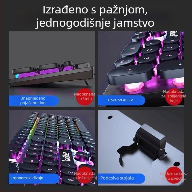 Žični set tipkovnice i miša, s numeričkom tipkovnicom, bez pozadinskog osvjetljenja
