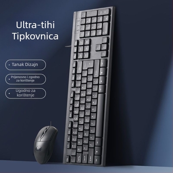 Žični set tipkovnice i miša – mehanička tipkovnica, USB sučelje, bez pozadinskog osvjetljenja, bez podloge za dlan, nije vodootporan