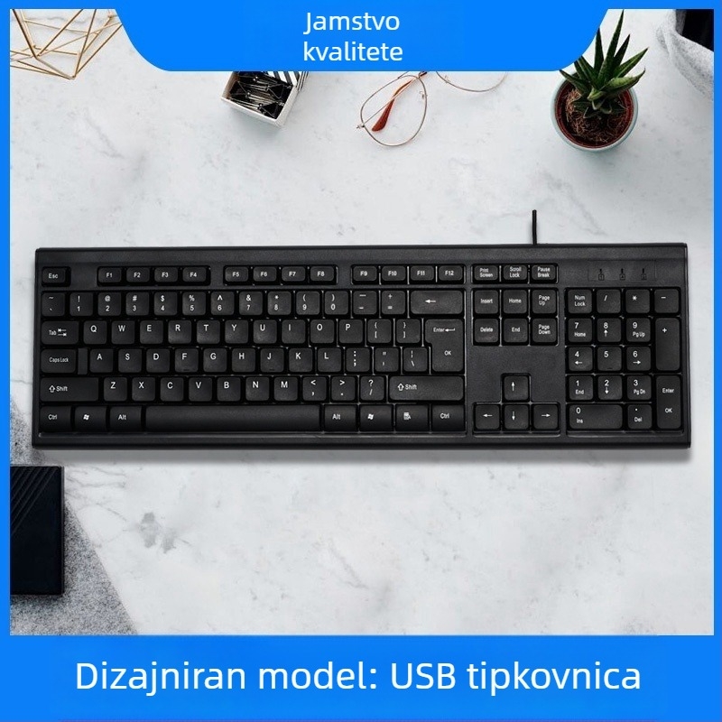 Žični set tipkovnice i miša – mehanička tipkovnica, USB sučelje, bez pozadinskog osvjetljenja, bez podloge za dlan, nije vodootporan