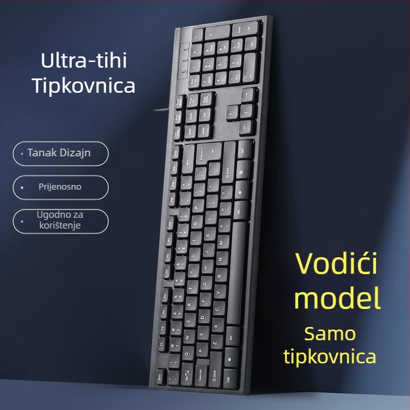 Žični set tipkovnice i miša – mehanička tipkovnica, USB sučelje, bez pozadinskog osvjetljenja, bez podloge za dlan, nije vodootporan