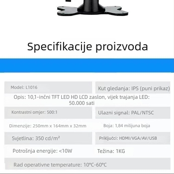 HANFUJIE LCD monitor, univerzalni model, univerzalni tip zaslona, 10,1-inčni zaslon
