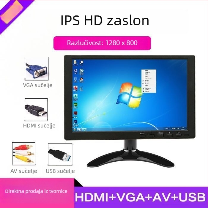 HANFUJIE LCD monitor, univerzalni model, univerzalni tip zaslona, 10,1-inčni zaslon