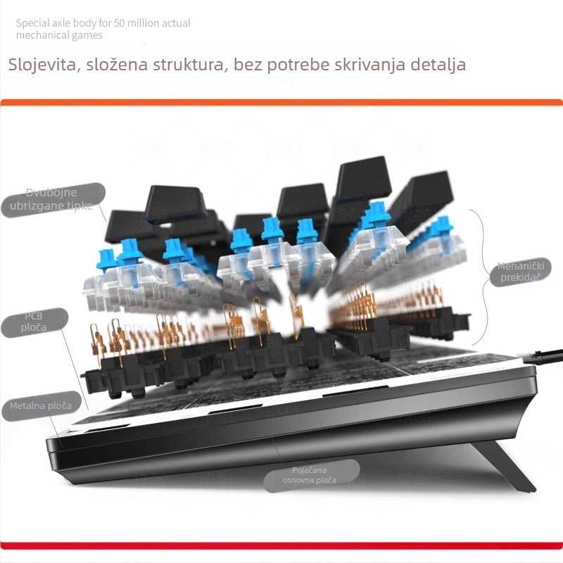 Mehanička tipkovnica s metalnim kućištem • 87/104 tipki • žično spajanje • podrška za zglob