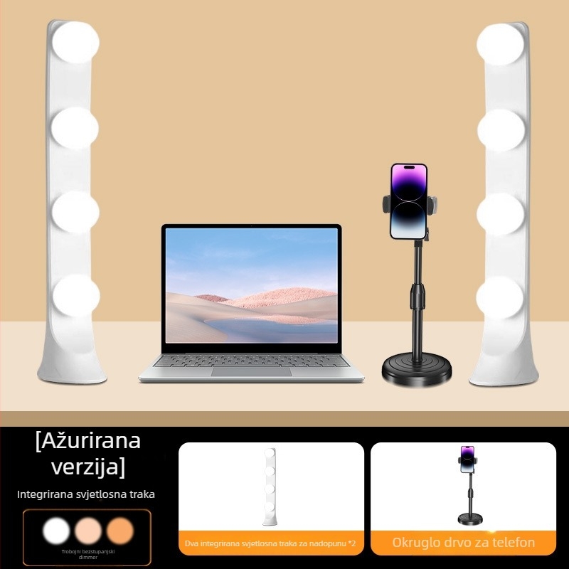 LED stolna svjetiljka za live streaming i fotografiju - 10W, 5V/2A, tri boje temperature, integrirani jednoredni dizajn