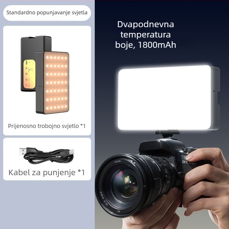 LED svjetlo za nadomještanje DSLR, ručno i prijenosno, tri postavke temperature osvjetljenja, ispod 10 W