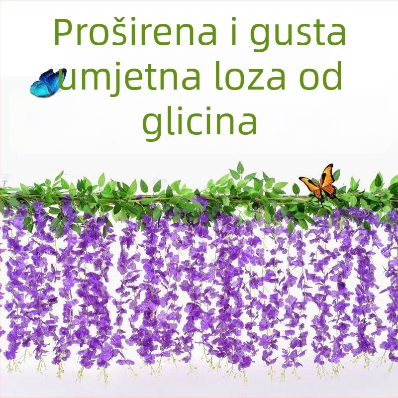 Umjetni glicinijski viseći cvjetni niz – za vjenčanja i vanjsku dekoraciju, model 18328127424, materijal: svila cvjetovi, obrada: bojano, stilizirano, reljefno, injekcijsko oblikovanje