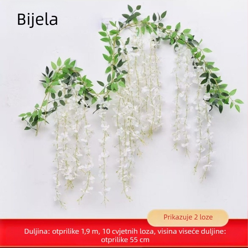 Umjetni glicinijski viseći cvjetni niz – za vjenčanja i vanjsku dekoraciju, model 18328127424, materijal: svila cvjetovi, obrada: bojano, stilizirano, reljefno, injekcijsko oblikovanje