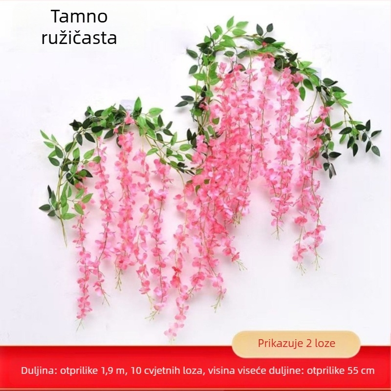 Umjetni glicinijski viseći cvjetni niz – za vjenčanja i vanjsku dekoraciju, model 18328127424, materijal: svila cvjetovi, obrada: bojano, stilizirano, reljefno, injekcijsko oblikovanje