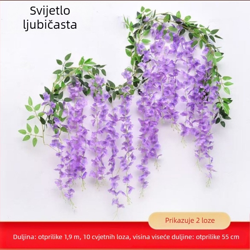 Umjetni glicinijski viseći cvjetni niz – za vjenčanja i vanjsku dekoraciju, model 18328127424, materijal: svila cvjetovi, obrada: bojano, stilizirano, reljefno, injekcijsko oblikovanje