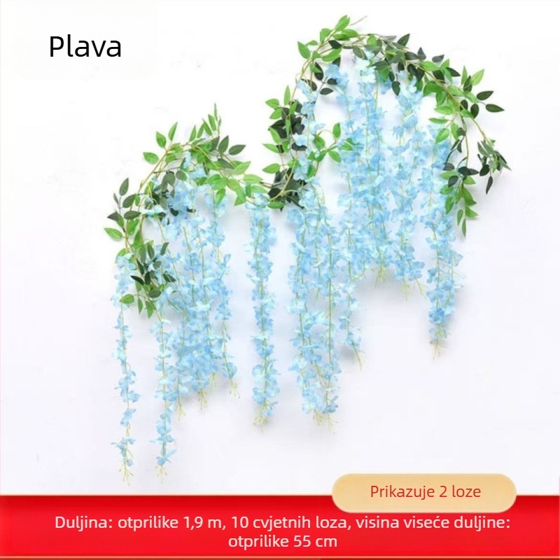 Umjetni glicinijski viseći cvjetni niz – za vjenčanja i vanjsku dekoraciju, model 18328127424, materijal: svila cvjetovi, obrada: bojano, stilizirano, reljefno, injekcijsko oblikovanje