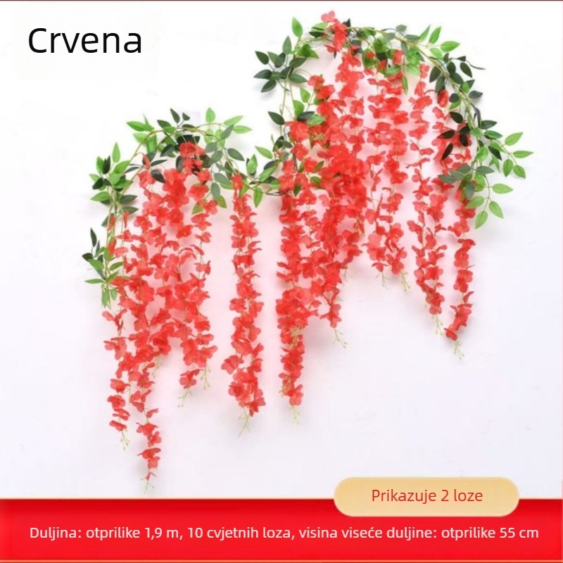 Umjetni glicinijski viseći cvjetni niz – za vjenčanja i vanjsku dekoraciju, model 18328127424, materijal: svila cvjetovi, obrada: bojano, stilizirano, reljefno, injekcijsko oblikovanje