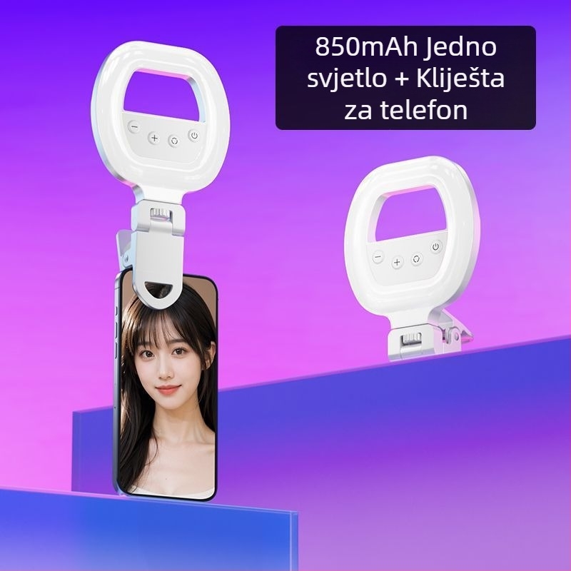 W66 Clip-On LED prstenasta rasvjeta za fotografiju — Prenosna ručna rasvjeta za selfie i prijenos uživo, ispod 10W, 110V